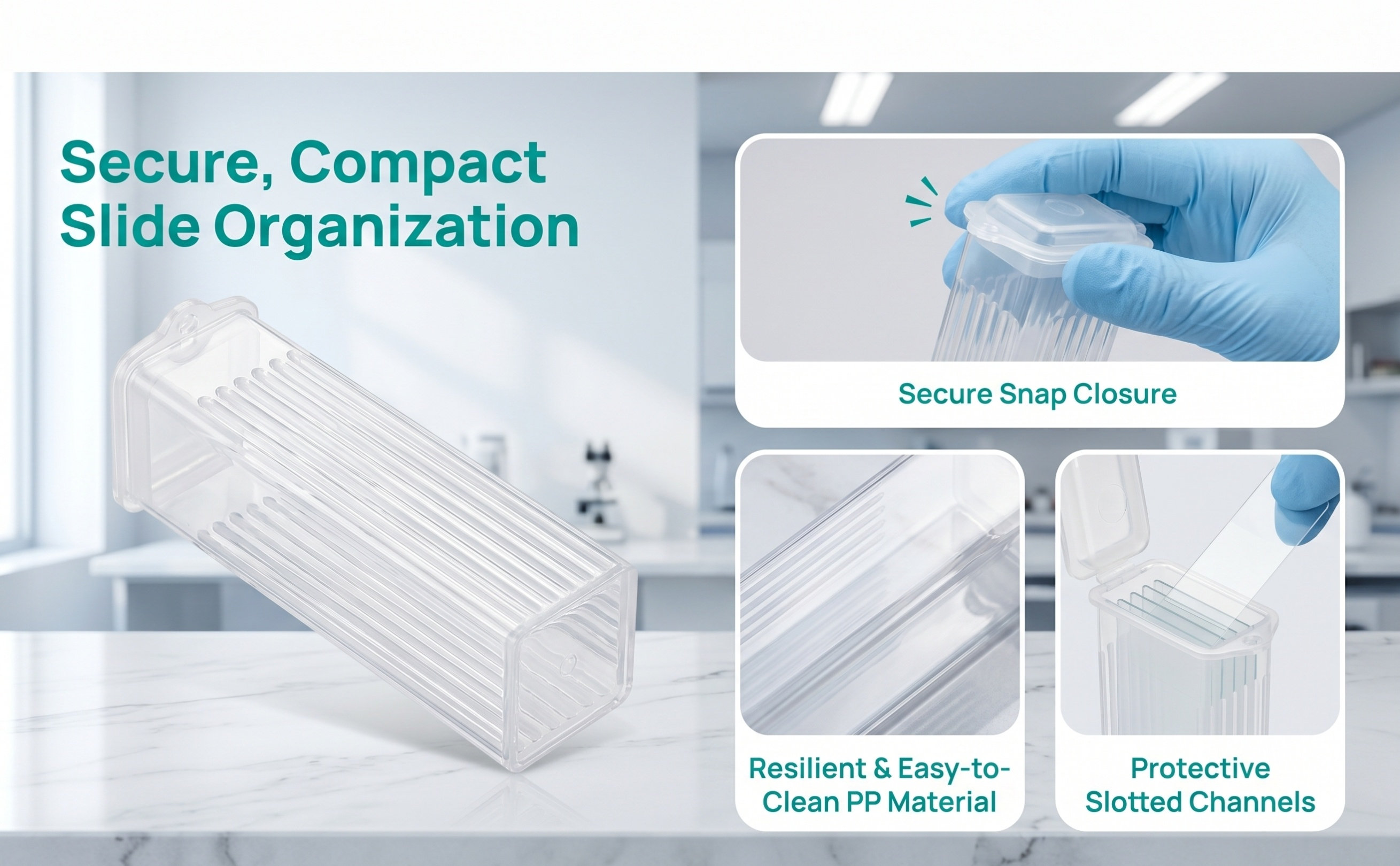 Pathology Slide Storage - 50Pcs for Glass Slides PP Material